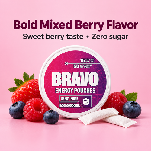 Bravo Energy Berry Bomb flavor headline